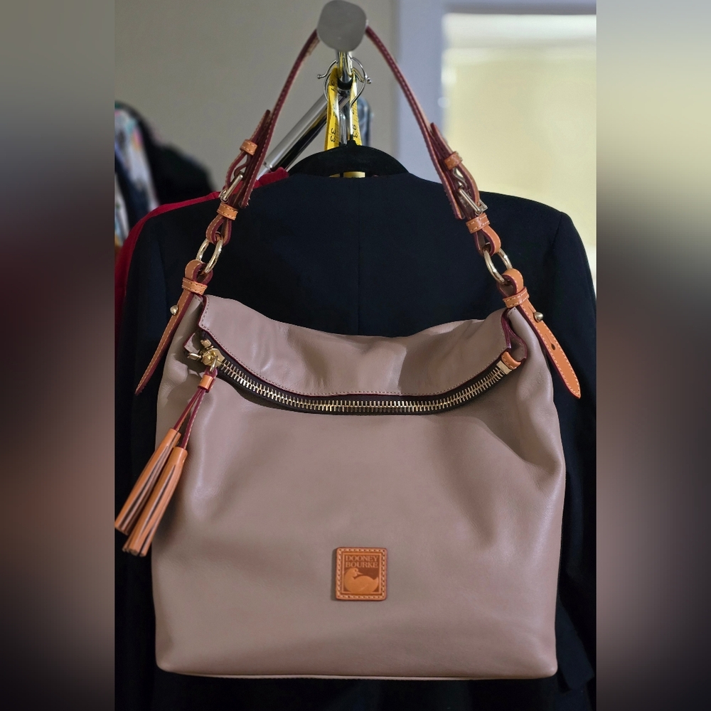 Dooney & Bourke Taupe Leather Shoulder Bag